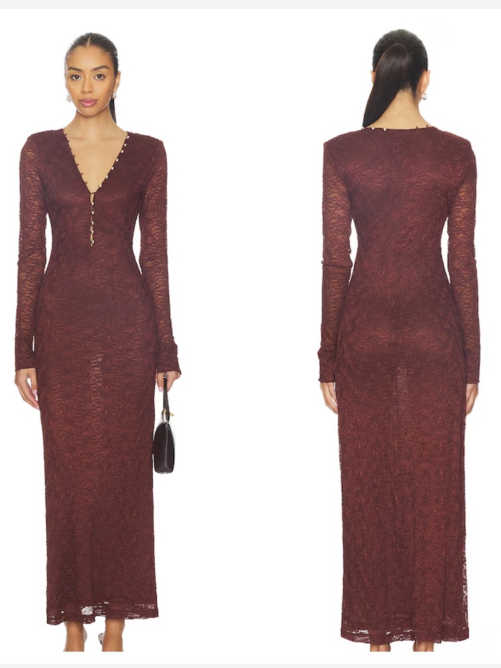 New Bardot Zenia Long Sleeve Midi Dress in Chocolate